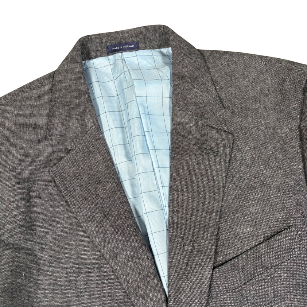 Stafford Mens 42 Short Gray Sport Coat Linen Blend Classic Two Button Blazer